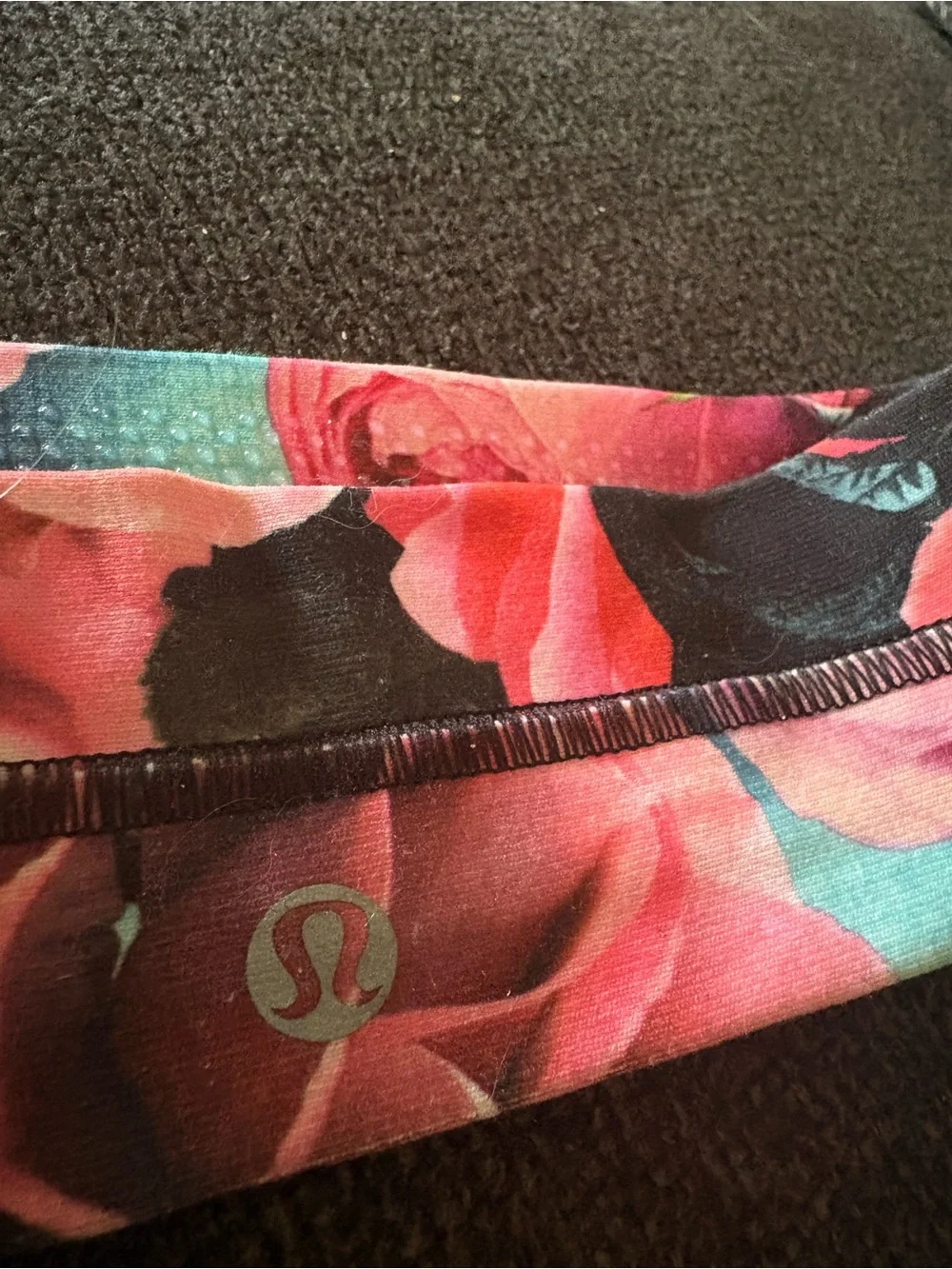 Lululemon Floral Secret Garden Stretch Headband - Pink Teal Rose Print one size